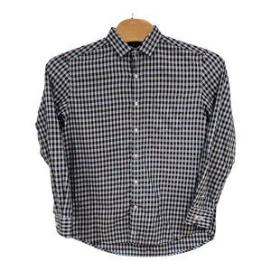 Johnston Murphy Shirt Mens L Plaid Gingham Long Sleeve Button Up 100% Cotton ECU